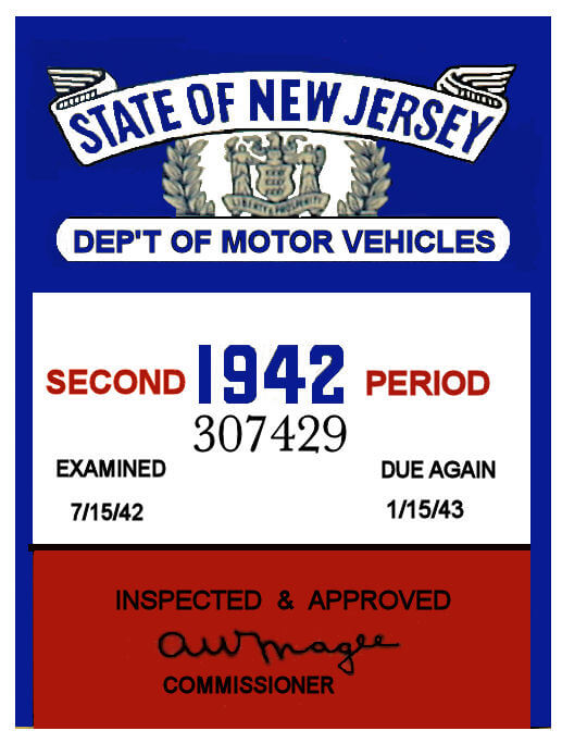 (image for) 1942 2nd Period New Jersey Inspection Sticker